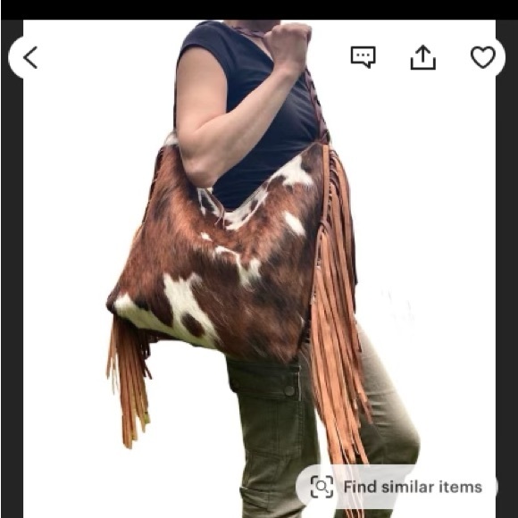 NWOT - Gorgeous new handmade leather and cowhide fringe handbag - Picture 2 of 8